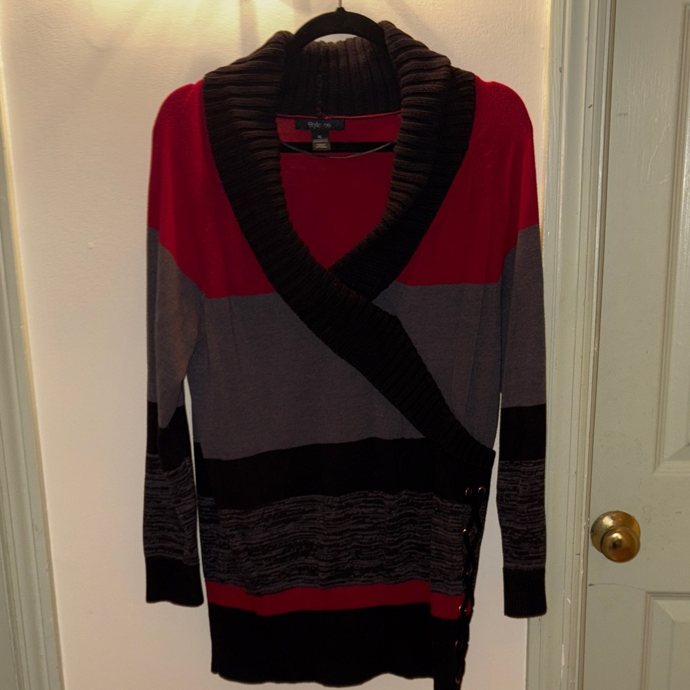 Style & Co Colorblock Shawl Collar Sweater. Size XL
